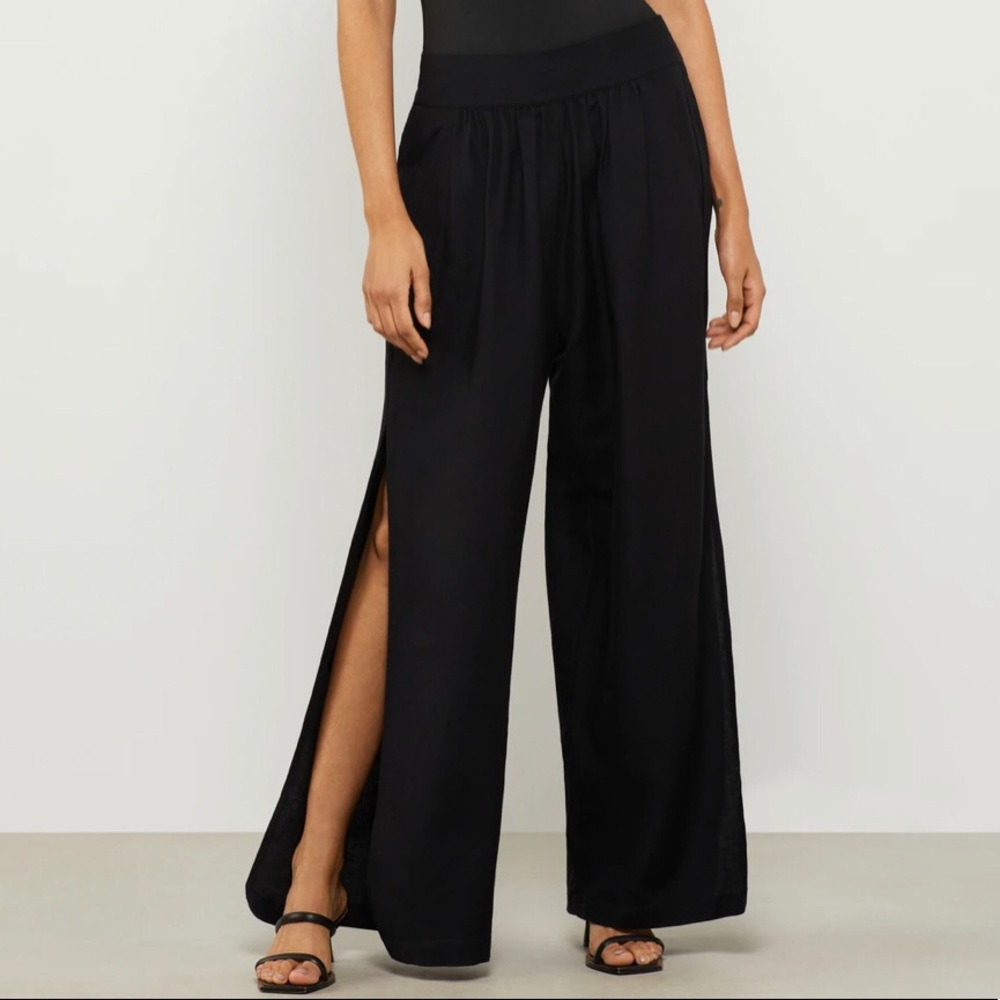 BCBGENERATION HIGH-WAISTED striped WIDE-LEG PANTS